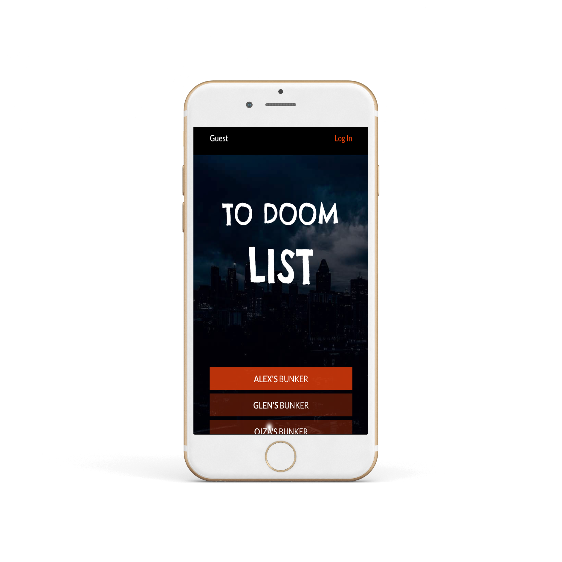 dooms day app displayed on mobile phone